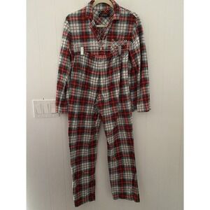 Lauren Ralph Lauren Plaid Fleece Pajama Set Women's XS Red/Blue/White Cozy